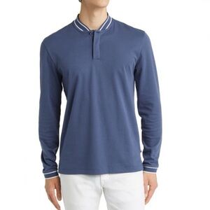 BOSS Paze Henley Tipped Long Sleeve Shirt in Cotton Golf